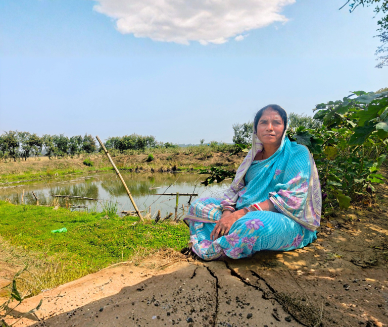 Ranjita sitting by the pond